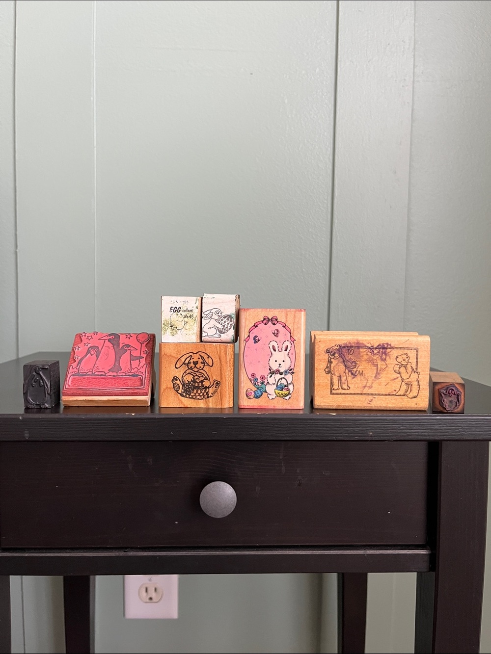 8 Pieces  Vintage Wood Craft Stamp Set
